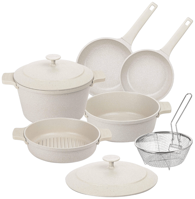 8-Piece Nesting Ceramic Coating Nonstick Cookware Set with Silicone Handle Covers