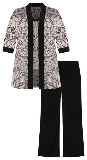 Plus Size 2-Pc. Soutache Layered-Look Jacket & Pants Set