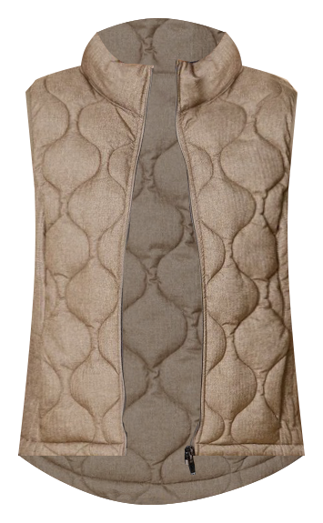 Zip Up Hi-Lo Vest in Oat Herringbone