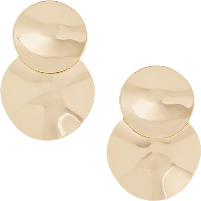 No Droop   Gold Tone Disc Drop Earrings
