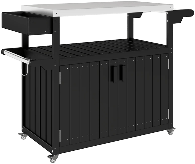 Outdoor Bar Cart with Storage, Hdpe Outdoor Kitchen Cart,