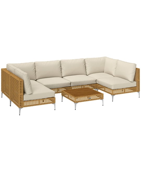 7 Piece Wicker Patio Furniture Set Outdoor Sectional, /