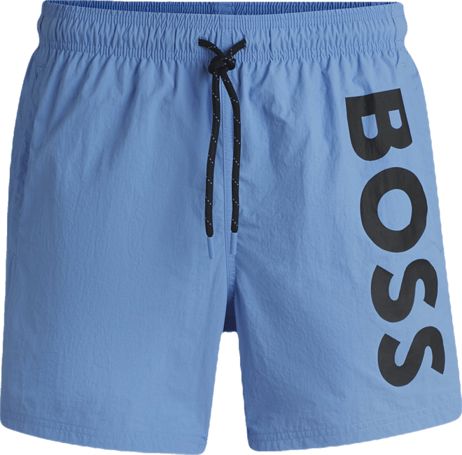 Boss by  Men's Vertical-Logo Quick-Dry Poplin Swim Shorts