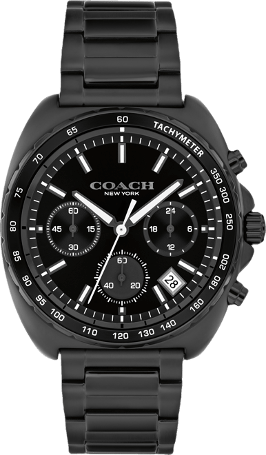 COACH クロノグラフ ブラック 時計 COACH Men's Charter Ionic Plated Black Steel Bracelet Watch, 39mm