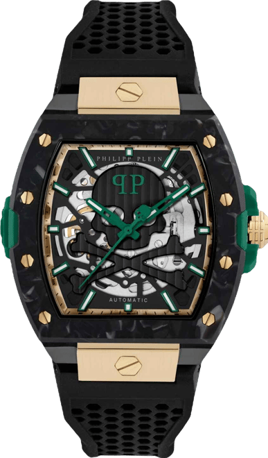 Men's Automatic The Skeleton 2.0 Black Silicone Strap Watch 44mm