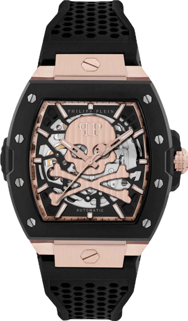 Men's Automatic The Skeleton 2.0 Black Silicone Strap Watch 44mm