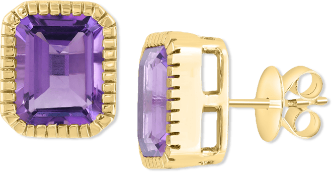 Effy Amethyst Emerald-Cut Stud Earrings (5-5/8 ct. t.w.) in 14k Gold-Plated Sterling Silver