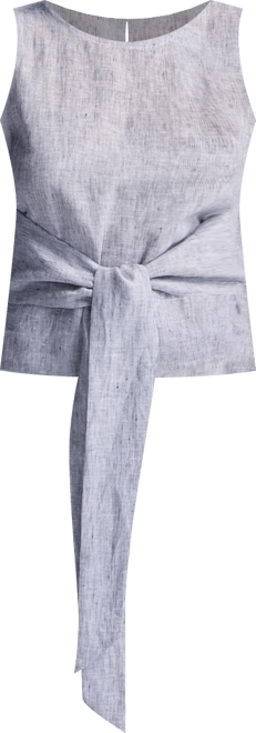 Women's Front-tie Top in Linen Stripes