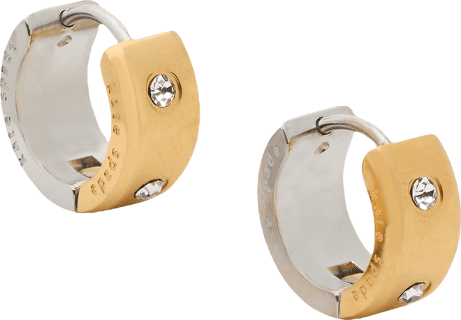 Small Pave Chunky Huggie Hoop Earrings, 0.5"