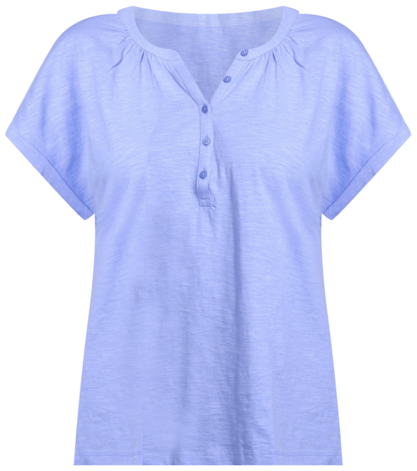 Coral Bay Womens Solid Dolman Henley Short Sleeve Top