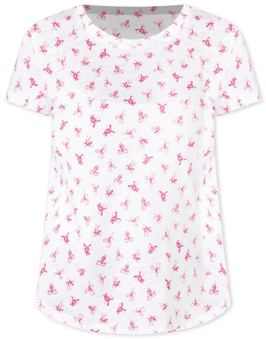 Blue Sol Womens Short Sleeve Bow Print Luxey Scoop Top