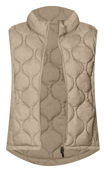 Zip Up Hi-Lo Vest in Oat Herringbone