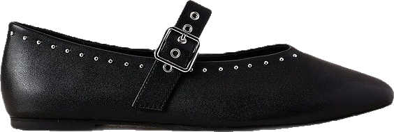 Flat Shoe in Black Leather