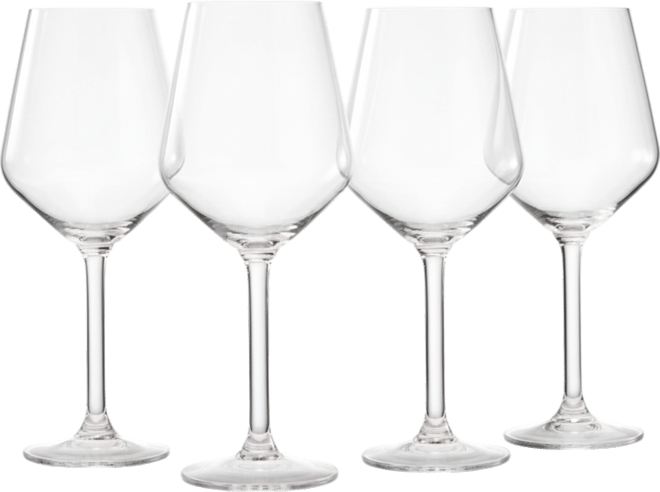 European Stemmed Wine Glasses, Set of 4