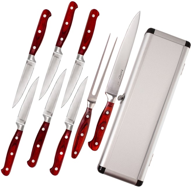Pakka Wood 9-Piece Steak Carving Knife Set