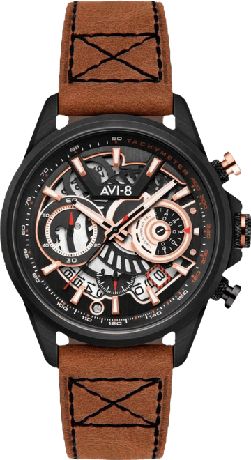 Men's Hawker Harrier Matador Chronograph Brown Leather Strap Watch, 44mm