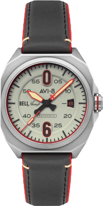 Men's Bell X-1 Machbuster Automatic Gray Rubber and Leather Strap Watch, 41mm