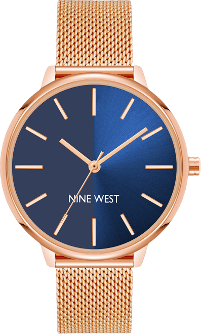 Nine West Women's Quartz Rose Gold-Tone Stainless Steel Mesh Band Watch, 40mm