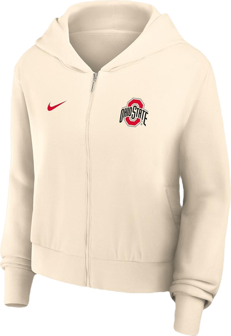 Women's Cream Ohio State Buckeyes Chill Midi Full-Zip Hoodie