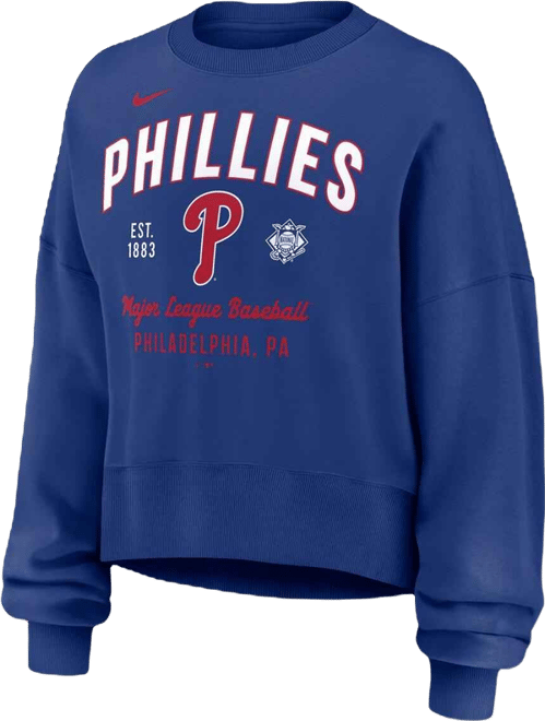 Women's Royal Philadelphia Phillies Oversized Long Sleeve Cropped Pullover Sweatshirt