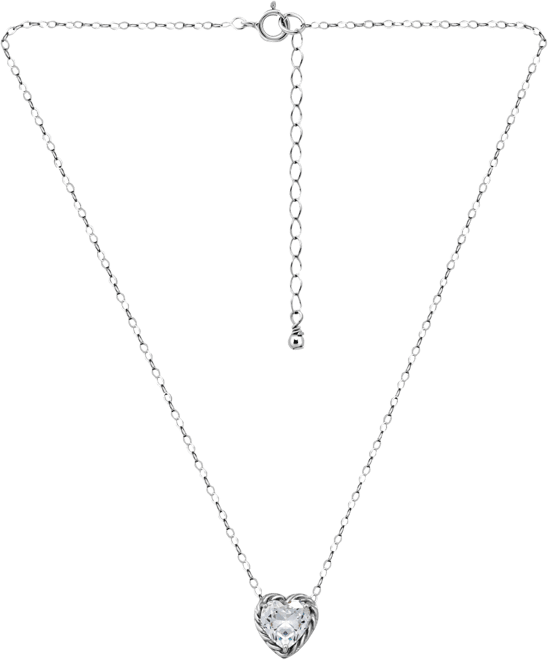 Cubic Zirconia Heart Pendant Necklace, 16" + 2" extender, Exclusively at Macy's