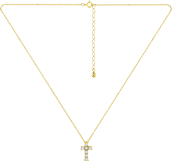 Cubic Zirconia Cross Pendant Necklace, 16" + 2" extender, Exclusively at Macy's