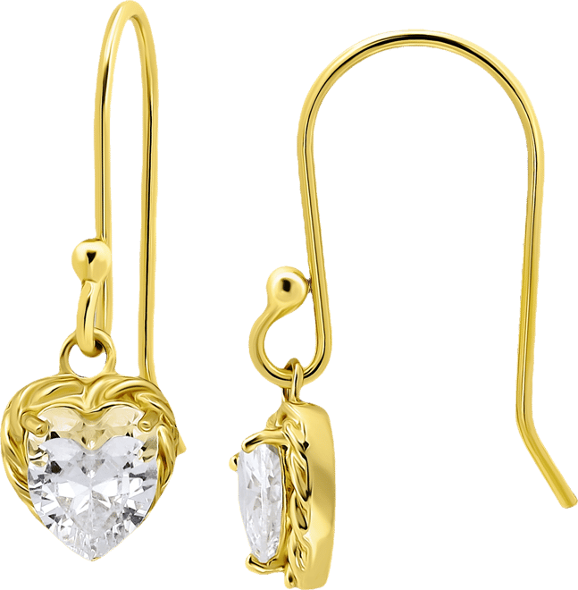 Cubic Zirconia Heart Drop Earrings, Exclusively at Macy's