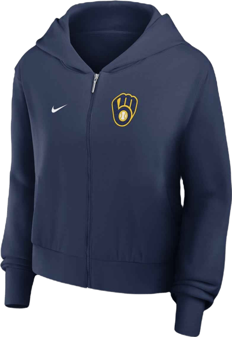 Women's Navy Milwaukee Brewers Lightweight Full-Zip Hoodie