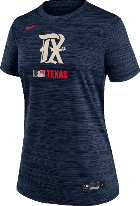 Women's Navy Texas Rangers Authentic Collection City Connect Velocity Performance T-Shirt
