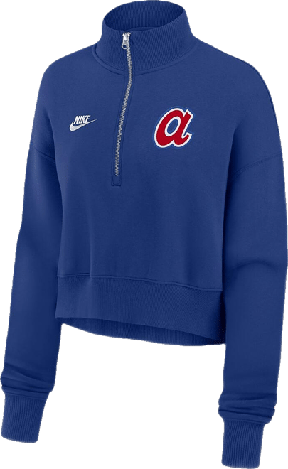Women's Royal Atlanta Braves Cooperstown Collection Phoenix Fleece Half-Zip Sweatshirt