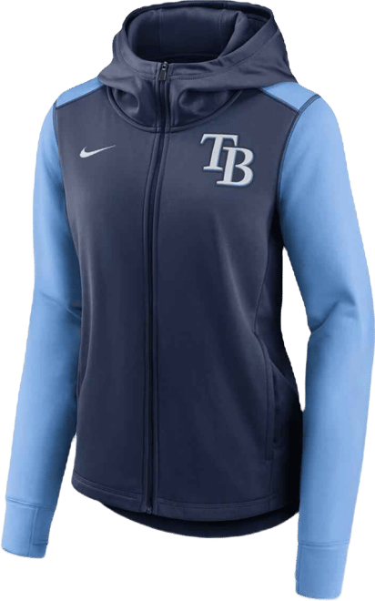 Women's Navy/Light Blue Tampa Bay Rays Authentic Collection Baseball Performance Full-Zip Hoodie