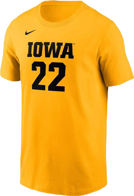 Men's and Women's Caitlin Clark Gold Iowa Hawkeyes Retired Player Name Number T-Shirt