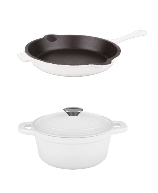 Neo 3pc Cast Iron Cookware Set, Fry Pan & Round Dutch Oven