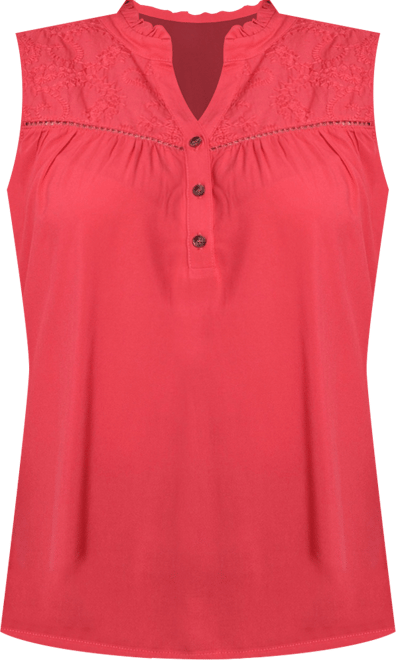 Petite Sleeveless Yoked Blouse Top