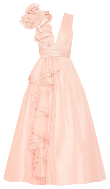Mac Duggal Women's Ruffle Shoulder V-Neck Chiffon Gown - Macy's