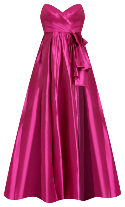 Women's Strapless Taffeta Gown With Ruffle Detail
