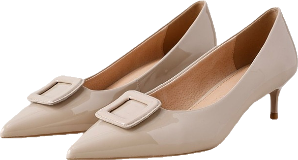 Heeled Shoe in Taupe Patent Leather