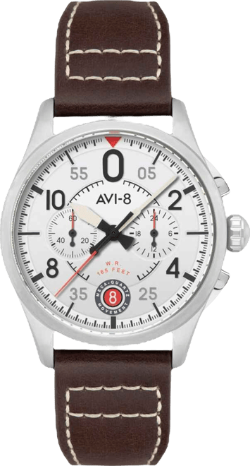 Men's Spitfire Lock Chronograph Brown Leather Strap Watch, 42mm