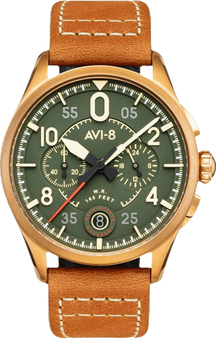 Men's Spitfire Lock Chronograph Brown Leather Strap Watch, 42mm