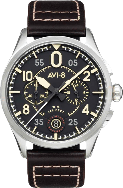 Men's Spitfire Lock Chronograph Brown Leather Strap Watch, 42mm