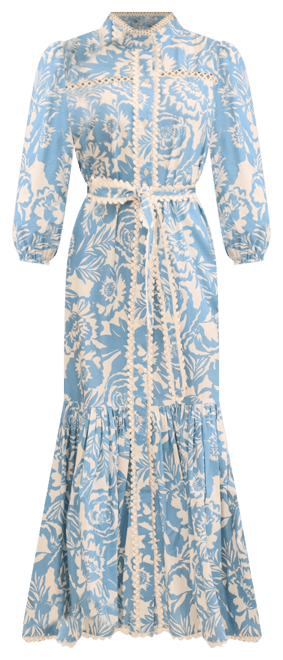 Women's Cotton Belted Puffed-Shoulder Dress