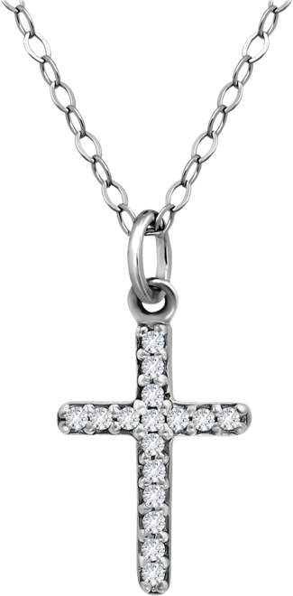 Cubic Zirconia Cross Pendant Necklace, 16" + 2" extender, Exclusively at Macy's