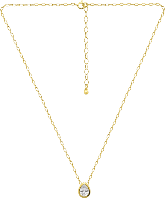 Cubic Zirconia Pear Bezel Pendant Necklace, 16" + 2" extender, Exclusively at Macy's