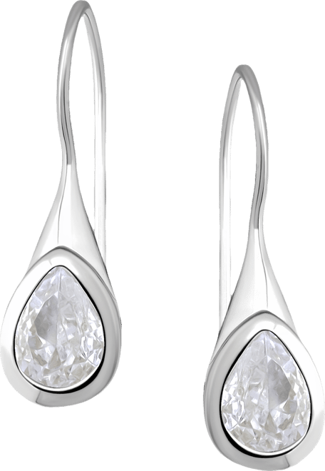 Cubic Zirconia Pear Bezel Fish Hook Drop Earrings, Exclusively at Macy's