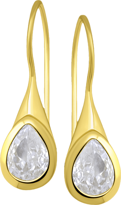 Cubic Zirconia Pear Bezel Fish Hook Drop Earrings, Exclusively at Macy's