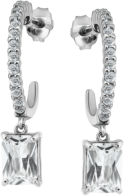 Cubic Zirconia Charm Hoop Earrings (3-5/8 ct. t.w.) in 18k Gold-Plated Sterling Silver, Exclusively at Macy's (Also available in Sterlin
