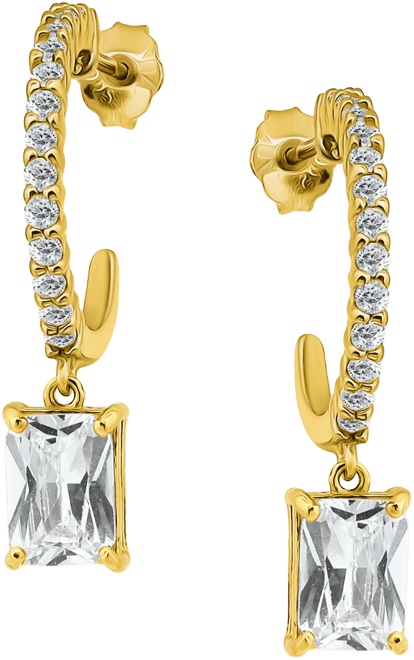 Cubic Zirconia Charm Hoop Earrings (3-5/8 ct. t.w.) in 18k Gold-Plated Sterling Silver, Exclusively at Macy's (Also available in Sterlin