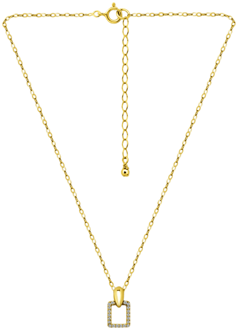 Cubic Zirconia Doorknocker Pendant Necklace (1/2 ct. t.w.) in 18k Gold over Sterling Silver, 16" + 2" extender