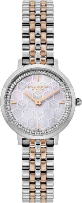 Women's Honeycomb Ultra Slim Two-Tone Bracelet Watch, 28mm