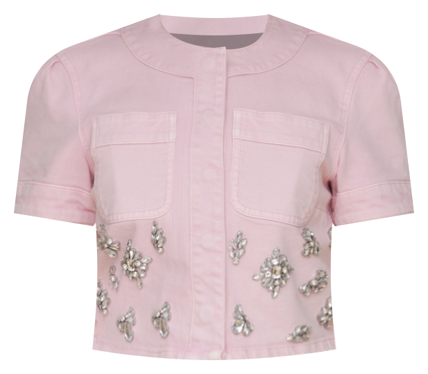 Women's Rhinestone-Trim Cropped Top